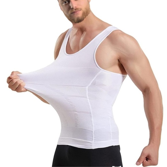 Brand New Set of Two White Compression Slimming Shaper Tank Tops Body Shirts - Picture 5 of 13